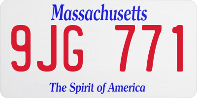 MA license plate 9JG771
