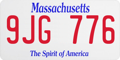 MA license plate 9JG776
