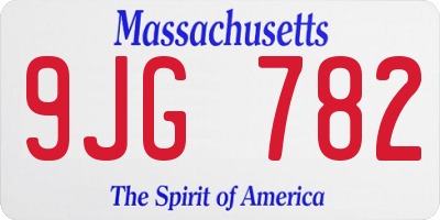MA license plate 9JG782