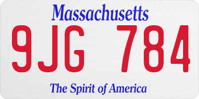 MA license plate 9JG784