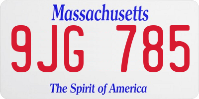 MA license plate 9JG785