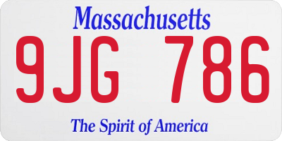 MA license plate 9JG786