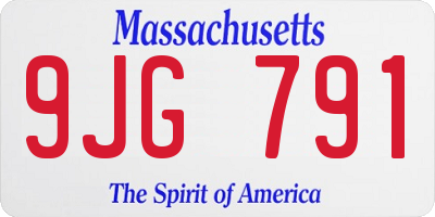 MA license plate 9JG791