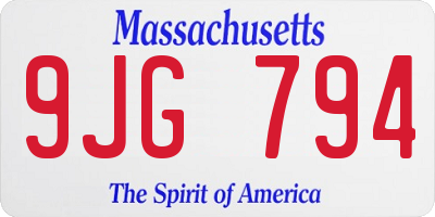 MA license plate 9JG794