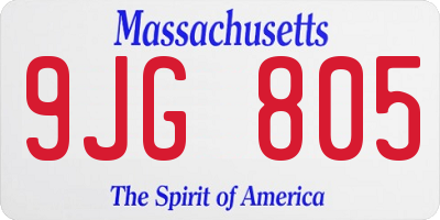 MA license plate 9JG805