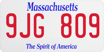 MA license plate 9JG809