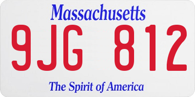 MA license plate 9JG812