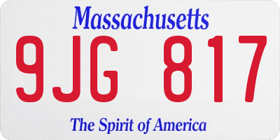 MA license plate 9JG817