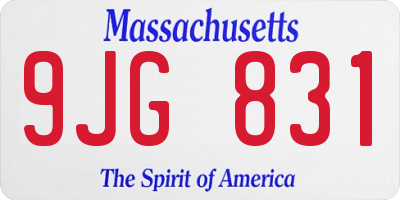 MA license plate 9JG831