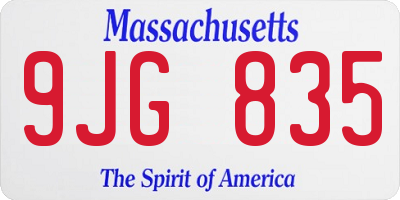 MA license plate 9JG835