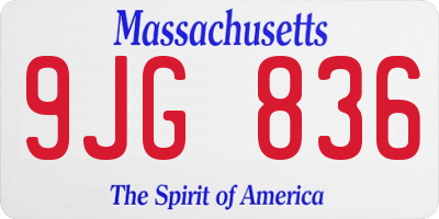 MA license plate 9JG836