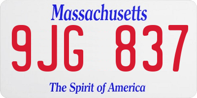 MA license plate 9JG837