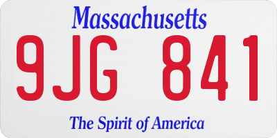 MA license plate 9JG841