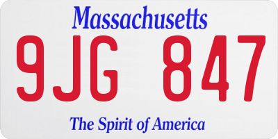 MA license plate 9JG847