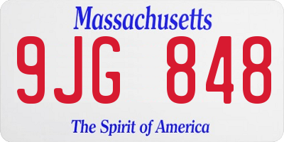MA license plate 9JG848