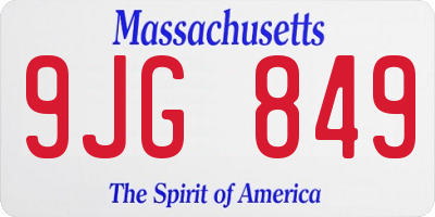 MA license plate 9JG849