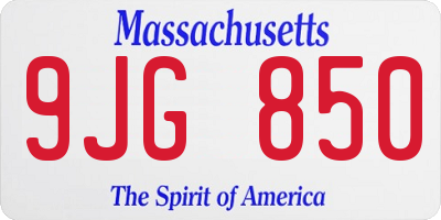 MA license plate 9JG850