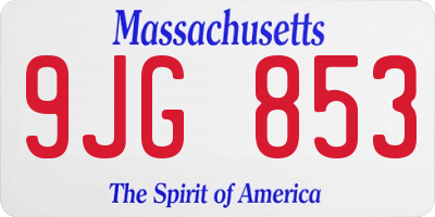 MA license plate 9JG853