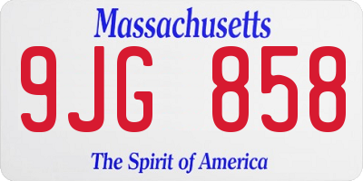 MA license plate 9JG858