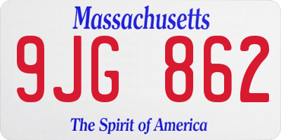 MA license plate 9JG862