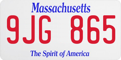 MA license plate 9JG865