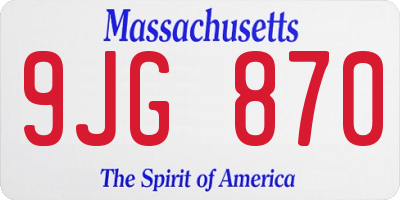 MA license plate 9JG870