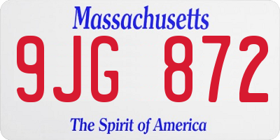 MA license plate 9JG872