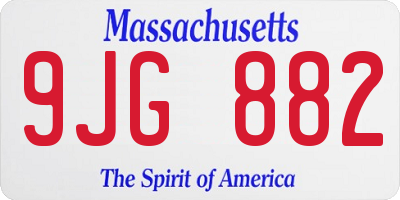 MA license plate 9JG882