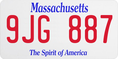 MA license plate 9JG887