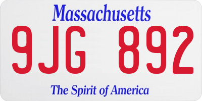 MA license plate 9JG892