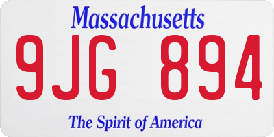 MA license plate 9JG894