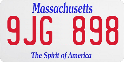 MA license plate 9JG898