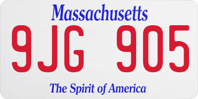 MA license plate 9JG905