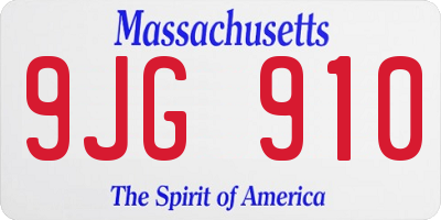 MA license plate 9JG910
