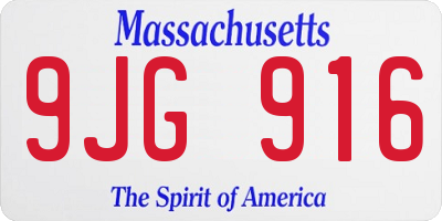 MA license plate 9JG916