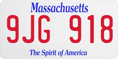 MA license plate 9JG918