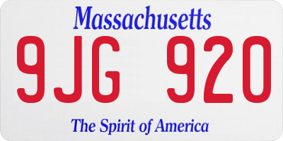 MA license plate 9JG920