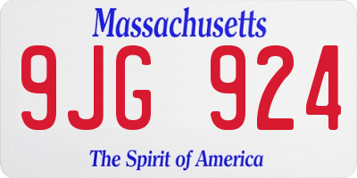 MA license plate 9JG924