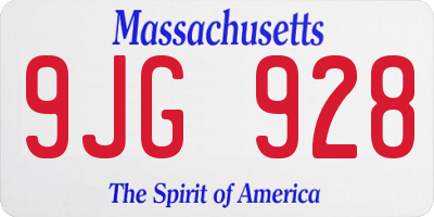 MA license plate 9JG928