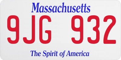 MA license plate 9JG932