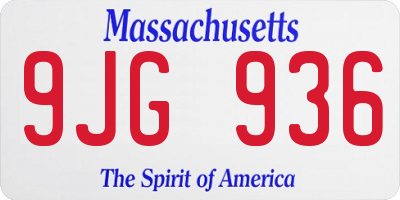 MA license plate 9JG936