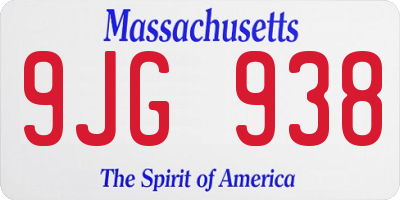 MA license plate 9JG938