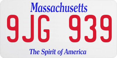 MA license plate 9JG939