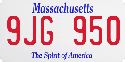 MA license plate 9JG950