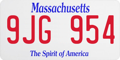 MA license plate 9JG954