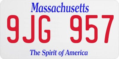 MA license plate 9JG957