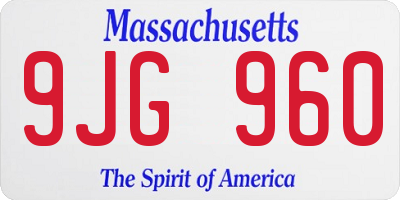 MA license plate 9JG960