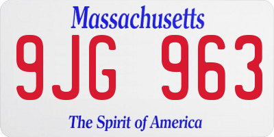 MA license plate 9JG963