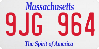 MA license plate 9JG964