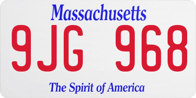 MA license plate 9JG968